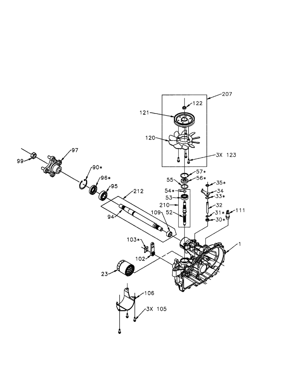 Transmission Rh-2 Diagram and Parts List for Z-FORCE44 17AF3AGL-17AF3AGL010 Cub Cadet Lawn Tractor